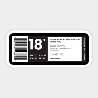 Happy Birthday 18th Sneaker Shoebox Tag - Sticker, Shirt, Mug and More! Sticker